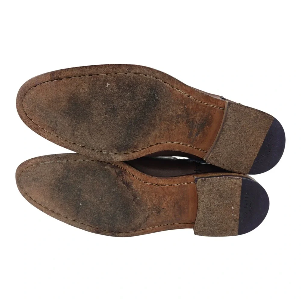 Ted Baker Camroon 4 Chelsea Boots US 10 Brown Leather Paisley Gusset Dress Shoes